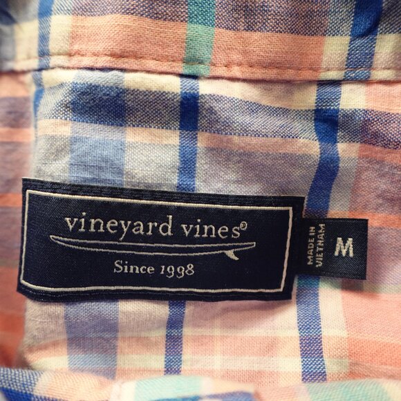 Vineyard Vines plaid button down shirt men's medium pink blue plaid - Picture 3 of 13